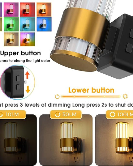 L LOHAS LED Night Light, Night Lights Plug into Wall, 10-Color RGB Change Nightlights,10/50/100LM Adjustable Automatic Nightlights Plug in with Dusk to Dawn Sensor for Room Bathroom Hallway