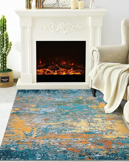Modern Abstract 2x3 Area Rug Non Slip Non Shedding Low Pile Stain Resistant Rug for Entryway Kitchen Bedroom,Multi Color