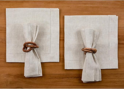 Solino Home Light Natural Linen Napkins Set of 4-100% Pure Linen Hemstitch Dinner Napkins 20 x 20 Inch for Christmas, Holiday, New Year - Classic Hemstitch
