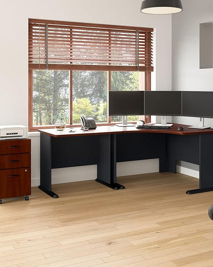 Bush Business Furniture Series A 48W Corner Desk in Hansen Cherry and Galaxy, Small Computer Table for Home or Professional Office