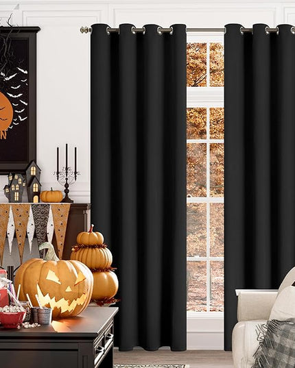 YoungsTex Blackout Curtains for Bedroom 63 Inch Length - Thermal Insulated Window Drapes with Grommet Room Darkening Privacy for Living Room, 2 Panels, 52 x 63 Inch, Black
