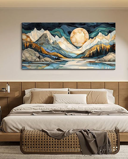 JEAWA Large Canvas Wall Art - Abstract Painting Decor, Textured Mountain Pictures as Gifts for Friends, Modern Art Prints for Bedroom Living Room Bathroom Home Decoration, 29x58 IN