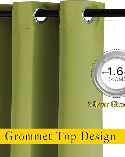 NICETOWN Room Darkening Window Panels - (52 inches Width, Fresh Green, Double Pieces) Holiday Decor Thermal Insulated Curtains 120 inches Length for Kids Bedroom