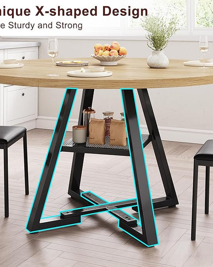 51'' Round Dining Table for 6,Kitchen Dining Room Circle Dinner Pedestal Table,Space Saving Wood Kitchen & Dining Room Furniture (Natual Wood, 51In)