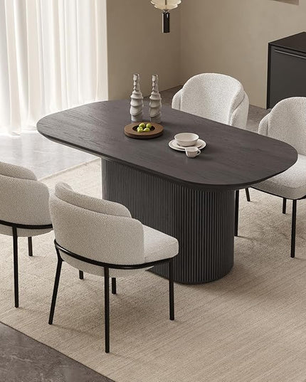 Guyii 5-Piece Oval Dining Table Set, 62.99" Modern Kitchen Table with 4 Chairs, Indoor Rectangular Dining Room Table for Kitchen, Living Room, Black