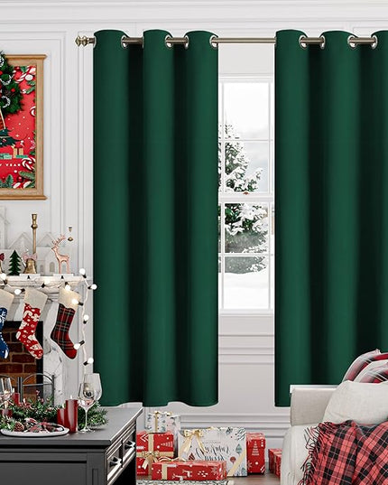 YoungsTex Emerald Green Blackout Curtains for Bedroom 72 Inch Length - Thermal Insulated Window Drapes with Grommet Room Darkening Privacy Christmas Decor for Living Room, 2 Panels, 42 x 72 Inch