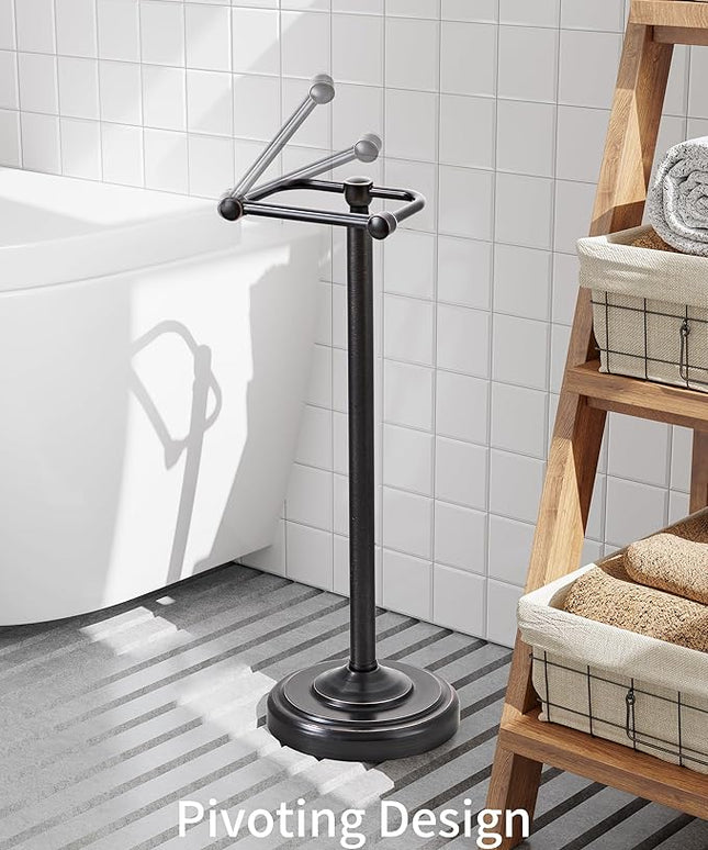 Toilet Paper Holder Stand, Oil Rubbed Bronze Toilet Paper Holder Free Standing, Post Pivoting Design & Stable Weighted Base SUS304 Stainless Steel for Bathroom（Mega Roll）