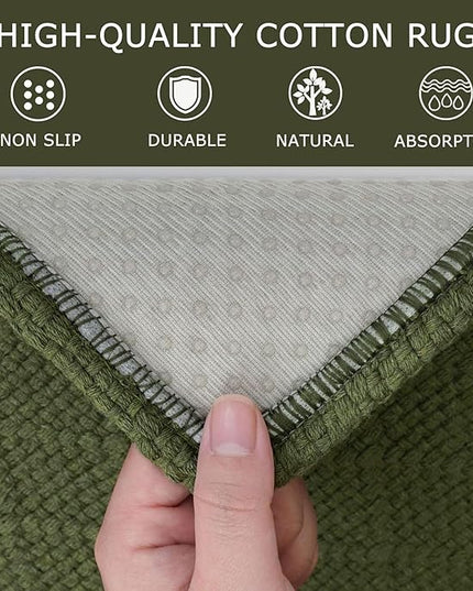 KOZYFLY Runner Rug 2x8 Ft Washable Runners for Hallways Non Slip Rubber Backed Kitchen Runners, Braided Cotton Entryway Runner Indoor, Floor Carpet for Hallway Kitchen Entryway, Dark Green