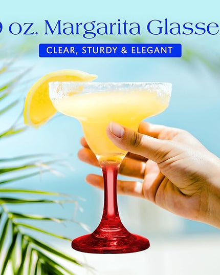 DISCOUNT PROMOS 10 Margarita Glasses Set, 9 oz. - Classic, Smooth, Barware, Glassware - Red