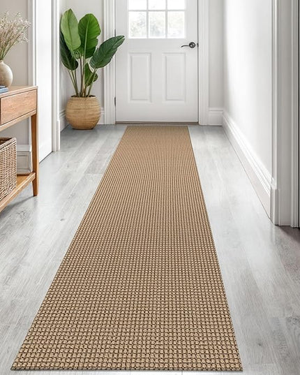KOZYFLY Boho Runners for Hallways 2x8 ft Washable Kitchen Runner Non Slip Rubber Backed Hall Runners Cotton Entryway Runner Rugs Floor Carpet for Indoor Backdoor Bedroom Kitchen, Tan/Orange/Brown
