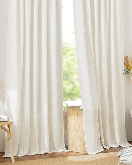 NICETOWN Linen Pinch Pleated Curtain for Bedroom/Living Room Thermal Insulated Back Tab Linen Curtain Drapes Soft Rich Material Light Reducing Drape Panels for Window, 2 Panels, 52 x 84 Inch