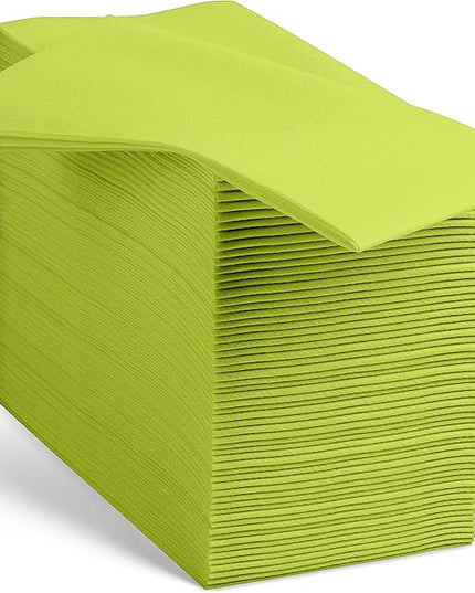 Linen-Feel Kiwi Paper Napkins - Decortive Cloth-Like Disposable Dinner Napkins - Soft And Absorbent Napkins for Thanksgiving, Party, Wedding, Bathroom Or Any Occasion. (Pack of 100)
