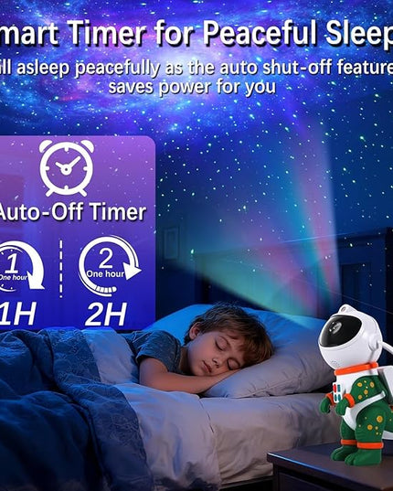 Galaxy Star Projection Night Light, Dinosaur Astronaut Space Projector with Timer, Remote Control, 8 Lighting Modes, Green Nebula Effects for Kids Room Ceiling Decor(Green)