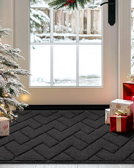 hicorfe Front Door Mat Indoor Entrance,20"x31.5" Absorbent Dirt Resist Welcome Door Mats,Stain and Fade Resistant,Non Slip Backing Entry Mat Doormat for Entryway(Charcoal)