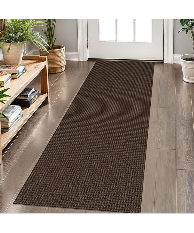 KOZYFLY Runners for Hallways 2x6 ft Washable Kitchen Runner Non Slip Rubber Backed Hall Runners Cotton Entryway Runner Rugs Floor Carpet for Indoor Backdoor Bedroom Kitchen, Reddish Brown/Coffee