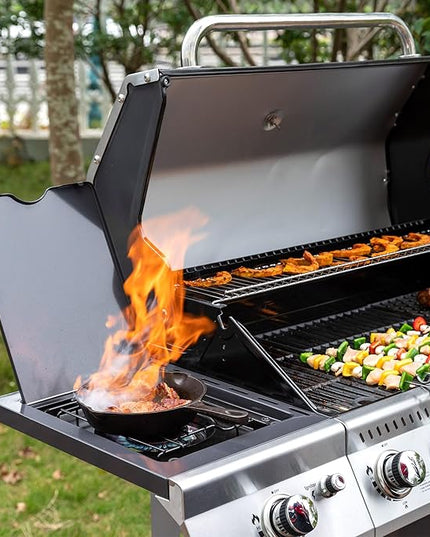 Royal Gourmet GA5404G 5-Burner Propane Gas Grill with Side Burner & Warming Rack, Outdoor BBQ Grill with 64,000 BTUs Output & 774 Sq. in. Cooking Area for Outdoor Barbecue, Grey