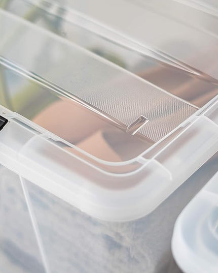 IRIS USA 72 Qt Stackable Plastic Storage Bins with Lids, 6 Pack - BPA-Free, Made in USA - See-Through Organizing Solution, Latches, Durable Nestable Containers, Secure Pull Handle - Clear