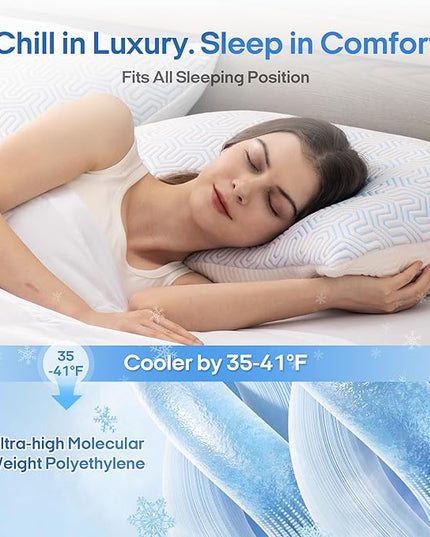 puredown® Cooling Goose Feather Down Pillow, Set of 1, King Size Bed Pillow Insert with Soft Cooling Pillowcase for Cool Sleep