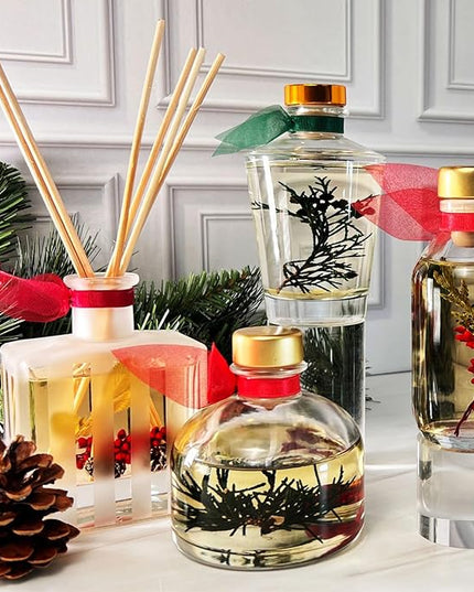 LOVSPA Reed Diffuser Set, Cinnamon Pine Cones Scented Oil Diffuser with Sticks, Home Fragrance Accessories for Bathroom Shelf Decor, Aroma Diffusers for Home or Office Desk, USA Made