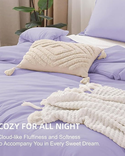Litanika Lavender Comforter California King Size, 3 Pieces Cal King Lightweight Solid Bedding Comforter Set, All Season Fluffy Bed Set (104x96In Comforter & 2 Pillowcases)