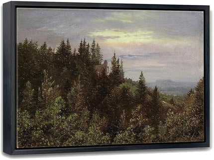 Aubeeba Forest Wall Art Landscape Pictures Canvas Artwork Decor,Vintage Framed Mountain Scenery Painting for Living Room Office Bedroom 12x16 inches