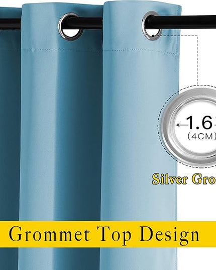 NICETOWN Blackout Curtains Panels for Window - Window Treatment Thermal Insulated Solid Grommet Blackout Drapes for Bedroom (Teal Blue, Double Panels, 66 by 72 Inch)