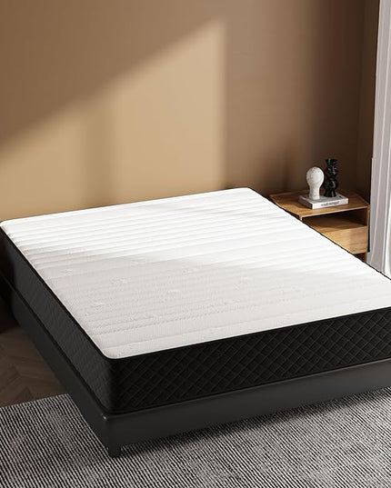 Queen Mattress, 12 Inch Hybrid Mattress with Pocket Springs and Memory Foam, Medium Firm Support, Motion Isolation, Breathable Comfort Layer, Mattress in a Box