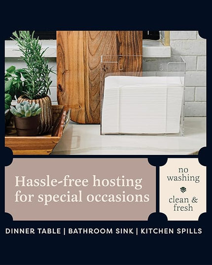 Linen-Feel European-White Paper Napkins - Decortive Cloth-Like Disposable Dinner Napkins - Soft And Absorbent. For Kitchen, Party, Wedding, Bathroom Or Any Occasion. (Pack of 200)