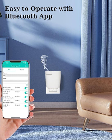 Plug-in Diffuser, Waterless Scent Air Machine, Bluetooth/Manual Dual-Control, 500 Sq. Ft Coverage Luxury Fragrance Diffuser, Essential Oil Aroma Diffuser for Home, Office, Small Room, Spa