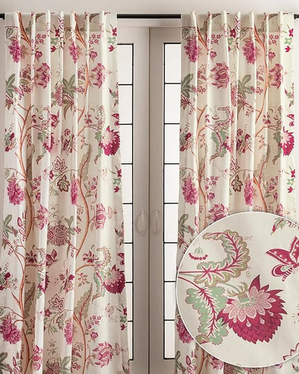 Maison d'Hermine Curtains for Living Room 100% Cotton 84 inch Length Two Panels Light Filtering Curtains for Bedroom Windows with Rod and Loop Pockets Drapes (Chantilly, 50" W x 84" L)
