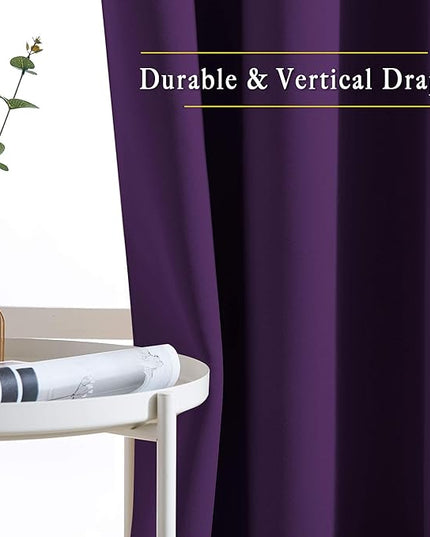 NICETOWN Royal Purple Room Darkening 102 inch Curtains, Grommet Thermal Curtains Weighted Window Treatments for Living Room/Farmhouse, W46 x L102, 2 Panels