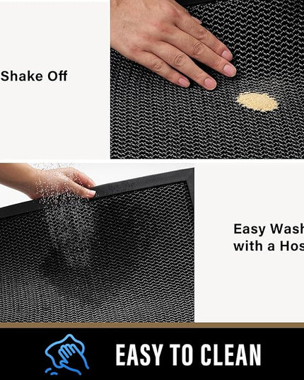 PLEASOR Front Door Mat Indoor Outdoor Entrance, Sturdy Natural Rubber Doormat, Resists Dirt and Absorbent, Low Profile Welcome Mat for Outdoor Entry, 17x30, Black