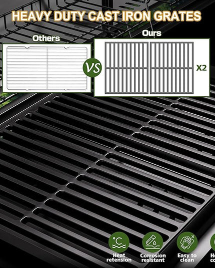 Brand-Man Propane Gas and Charcoal Grill Combo, Dual Fuel BBQ Combo Grill with Stainless Steel Dual Lids & 2 Side Shelves for Outdoor Kitchen & Backyard Barbecue Cooking