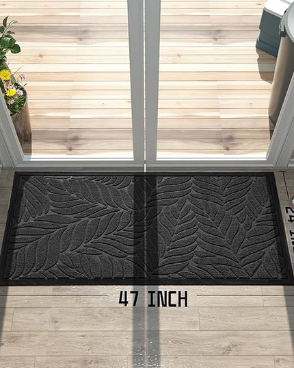 Yimobra 47x24 Large Door Mat Outdoor Indoor, All-Season Waterproof Door Mat Outside Entrance, All-Weather Non-Slip Outside Doormat for Garage Patio Entryway, Black