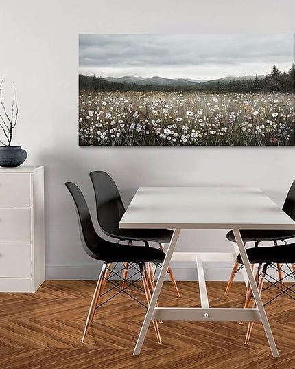 HGUAOA Vintage Framed Floral Landscape Wall Art for Living Room - Large Nature Artwork Above Bed Wall Decor - Farmhouse Mountain Pictures for Bedroom Wall Decor 20×40IN