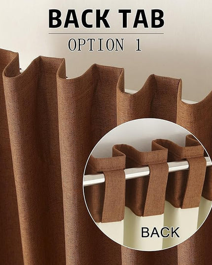 DUALIFE 90 Inch Rust Curtains Blackout Boho, Thermal Insulated Curtains for Summer Heat for Bedroom Living Room Linen Pleated Drapes 90 Inches Long Rod Pocket(50W x 90L x 2 Panels) Terracotta