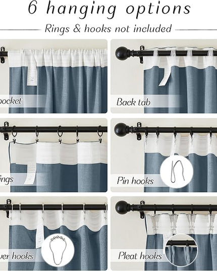 NICETOWN Linen Curtains 84 Inches Long, Rod Pocket & Back Tab Curains for Bedroom Living Room, Light Weight Airy Semi Privacy Sheer Curtains for Urban Decor, 52 x 84 inch, 2 Panels, Stone Blue