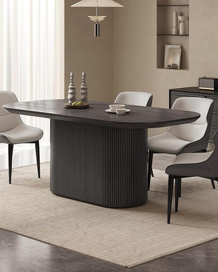 Guyii 70" Oval Dining Table Set with 4 Chairs, Modern Kitchen Table Set, Indoor Rectangular Dining Room Table for Kitchen, Bar, Living Room, Home, Black