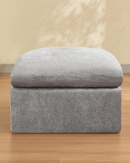 33.5'' Cloud Ottoman for Modular Sofa, Comfy Chenille Upholstered Footrest with Memory Foam, Fully Compressed Packaging, Oversized Ottoman Bench for Living Room or Small Space, Light Grey