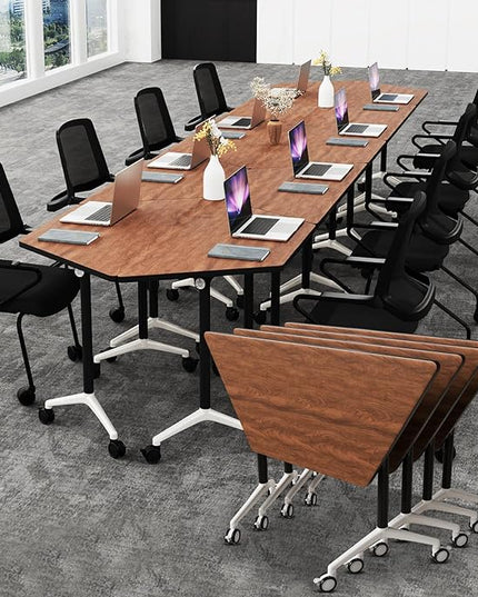 Conference Room Table with Flip-Top Design for Dynamic Meetings, Business Table Computer Desk with Heavy-Duty Frame,Foldable Seminar Meeting Tables for Home Office (2, D, 47.2IN)