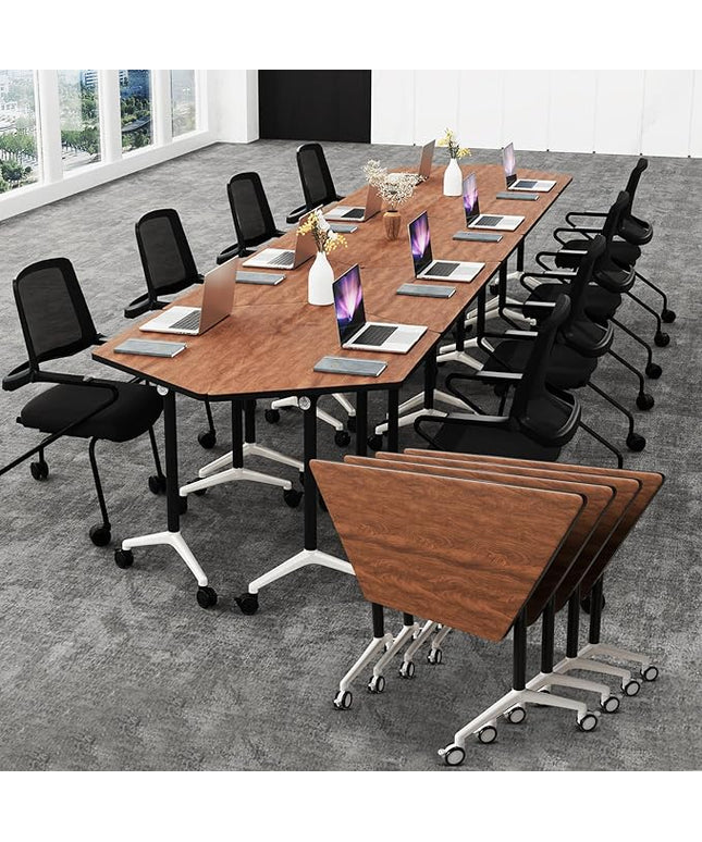 Conference Room Table with Flip-Top Design for Dynamic Meetings, Business Table Computer Desk with Heavy-Duty Frame,Foldable Seminar Meeting Tables for Home Office (2, D, 47.2IN)