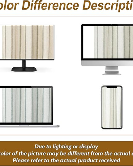 DriftAway Farmhouse Linen Blend Blackout Curtains 84 Inches Long for Bedroom Vertical Striped Printed Linen Curtains Thermal Insulated Lined Treatments for Living Room 2 Panels W52 x L84 Loden Green