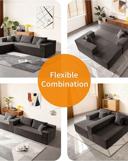 103.54'' Sectional Sofa, Raindrop Velvet Fabric L Shaped Sofa, 4 Seat Modern L Shape Couch with 2 Pillows Right Hand Lounge for Living Room, Office