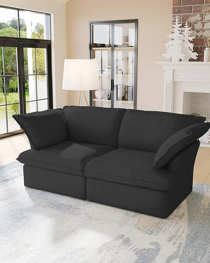 JACH Modern Couch for Living Room, Love Seat Modular Sectional Sofa, Cushion Covers Removable, Comfy Convertible Sectional Couches, Two Corners Sofa for Living Room Bedroom Office Apartment (Black)