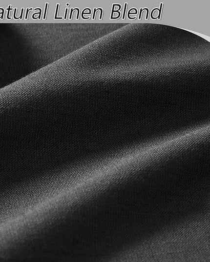 Guken Black Linen Blackout Curtains 102 Inch Length 2 Panels Set for Living Room Bedroom Back Tab Thermal Insulated 100% Black Out Linen Drapes Room Darkening Window Curtains,52x108