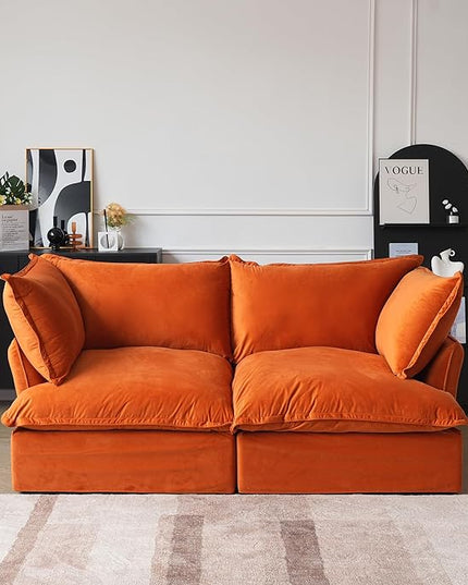 JACH 82.66" Sectional Couch for Living Room, Modular Sectional Sofa, Modern Convertible Couches, Cushion Covers Removable, Down Filled Soft Sofas for Living Room, Home, Apartment (Orange)