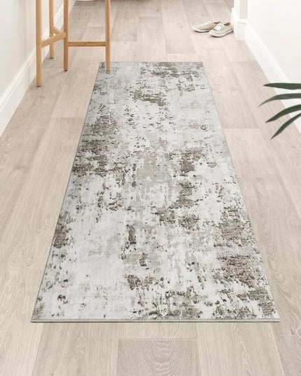 Modern Abstract 2x7 Runner Rug Washable Non Slip Stain Resistant Rug for Hallway Kitchen Bedroom Non Shedding Low Pile Indoor Floor Cover,Taupe/Beige