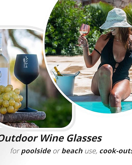 Gusto Nostro Stainless Steel Wine Glass - 18 oz - Unbreakable Black Wine Glasses for Travel, Camping and Pool - Fancy, Unique and Cool Portable Metal Wine Glass for Outdoor Events, Picnics (Set of 4)