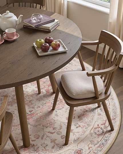 PADOOR-Vintage 6FT Round Rug-Rugs for Living Room-Soft Pink Circle Rug-Machine Washable Rugs for Bedroom-Non Slip Carpet-Rug for Dining Room Living Room Bedside Office