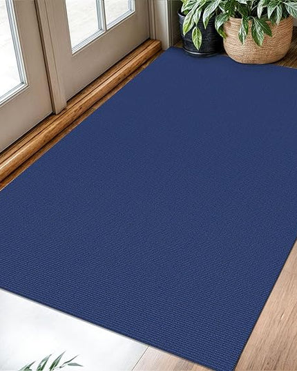 KOZYFLY Washable Entryway Rug 3x5 Ft Area Rugs Cotton Rubber Backed Throw Rugs Indoor Door Mat Kitchen Rugs Braided Floor Carpet for Front Entrance Bathroom Kitchen Living Room, Royal Blue